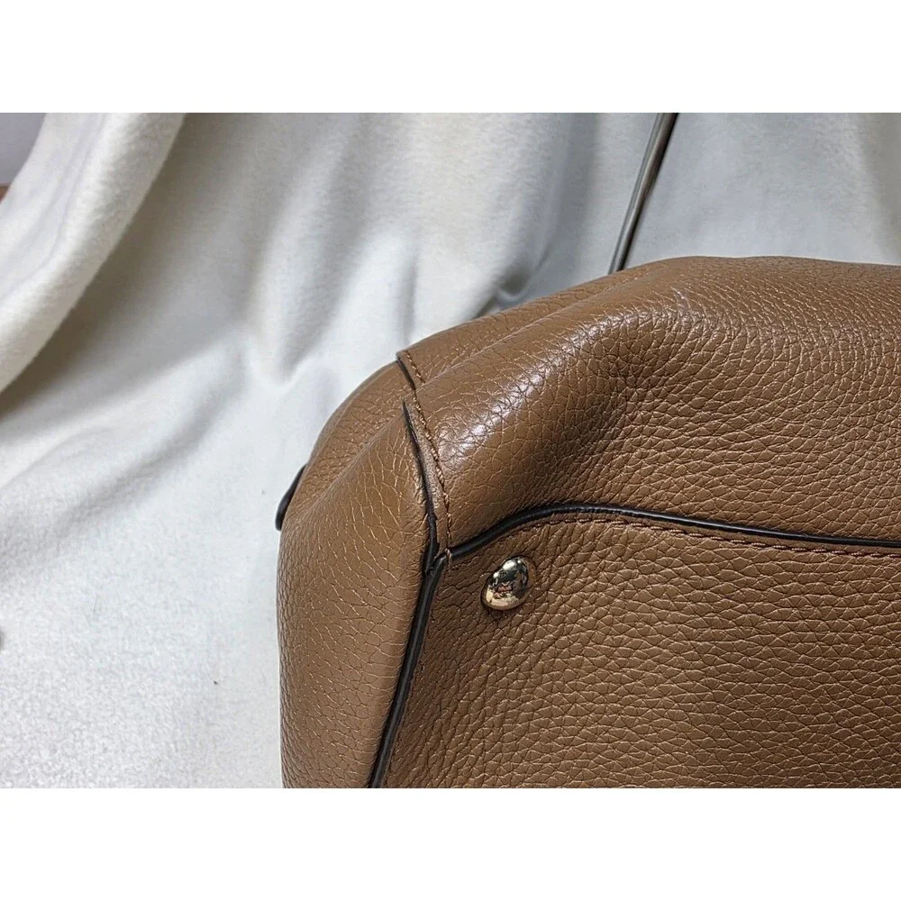 Michael Kors Cow Leather Medium Satchel Caramel/Tan Purse Hand Bag Crossbody
